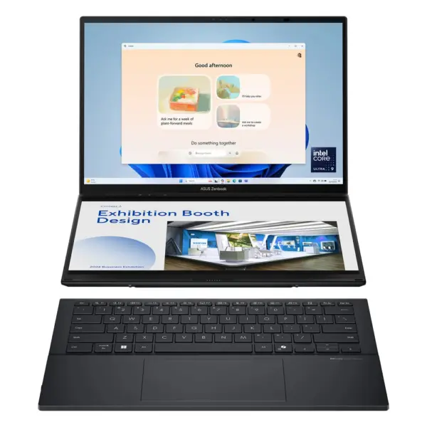 ASUS Zenbook Duo Intel Core Ultra 7 Processor, 32 GB LPDDR5X RAM, 1TB SSD, 14" OLED Display, Intel Arc Graphics, Windows 11 Home, Basalt Gray, 1 Year Warranty | UX8406CA-OLED7