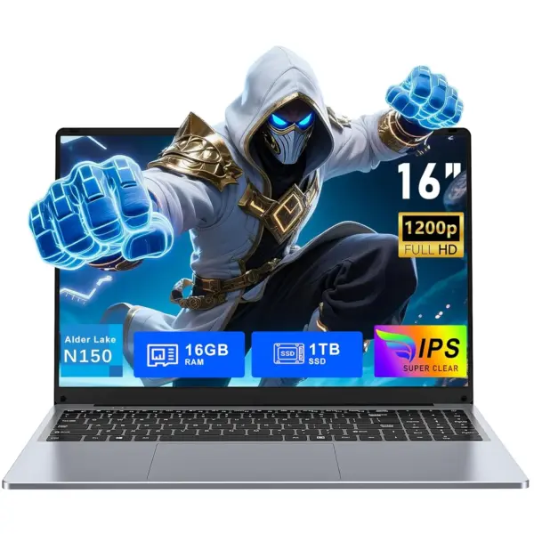 FUNYET Gaming Laptop, 16 inch Laptop Computer 2026 with Windows 11 Pro, 16GB RAM 1TB SSD, Int 13th Gen N150 Processor(up to 3.6GHz), Backlit Keyboard, Bluetooth, Mini HDMI,...