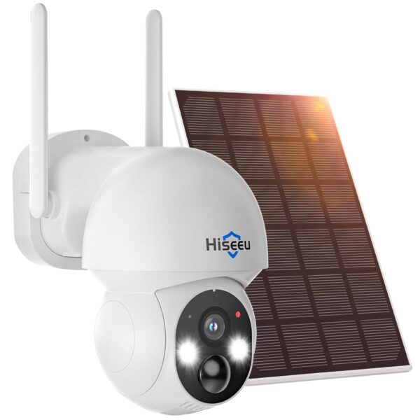 Hiseeu Solar Security Camera, Wireless Outdoor Camera,2.4G & 5G Wifi Surveillance CCTV Camera for Home Security, 4MP PTZ 360° PIR Motion Detection, Two-Way Audio, Color Night...