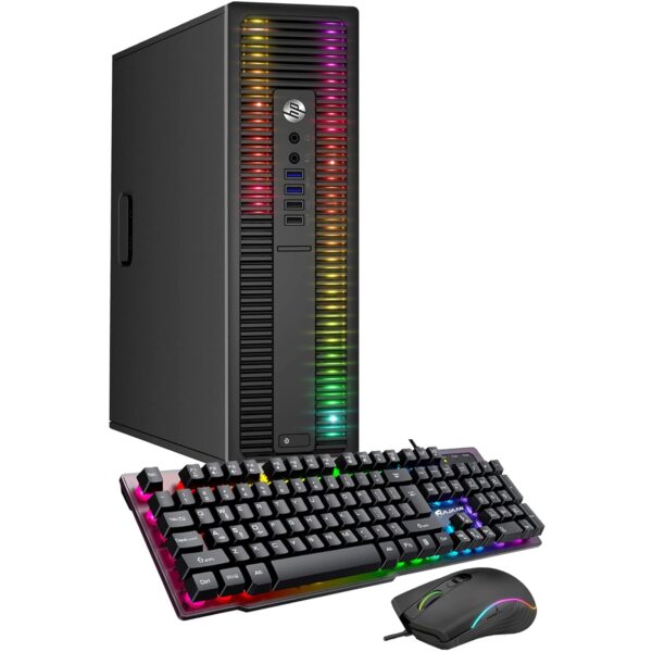 HP ProDesk Desktop Computer Custom RGB Lights Computer Intel Core i5 6500 3.2GHz 8GB RAM 256GB SSD Win 10 Pro Gaming PC Keyboard and Mouse (Renewed)