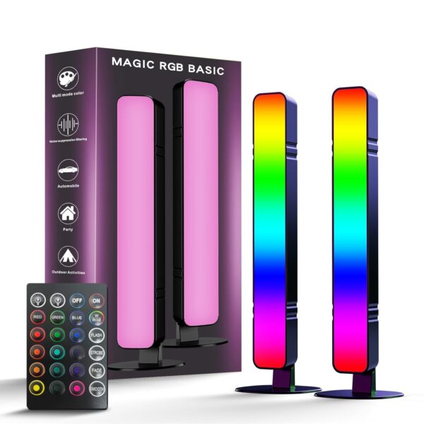 LED Light Bar, Music Sync RGB Light Bar, USB Ambient Lamp, Color Changing Gaming Lights with Remote Control, 15 Dynamic Modes for PC, TV, Room Gaming Decoration
