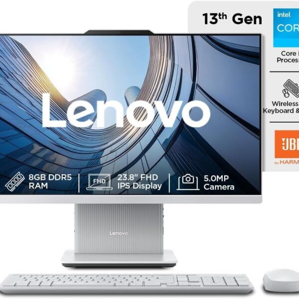 Lenovo IdeaCentre AIO 24IRH9 All-in-One Desktop, 23.8" FHD IPS 100Hz Display, Intel Core i3-1315U, 8GB DDR5 RAM, 512GB SSD, Wireless Keyboard & Mouse, Microsoft 365 Basic +...
