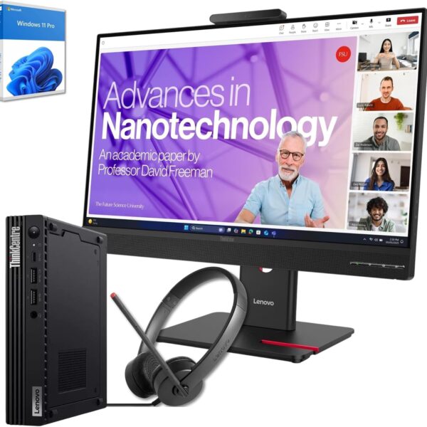 Lenovo PC Complete Office Mini PC Intel Core i5 10500T + Monitor 24" ThinkVision T24 Webcam Audio + Headphones Essential - 16GB RAM 512GB SSD Nvme Windows 11 Pro 36 Months Warranty