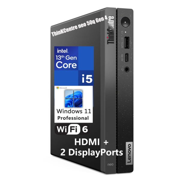 Lenovo ThinKCentre neo 50q Gen 4 Tiny 1L Business Mini Desktop Computer, 13th Gen Intel 8-Core i5-13420H (Beat i7-1355U), 16GB DDR4 RAM, 512GB PCIe SSD, 2 DisplayPorts, WiFi 6,...