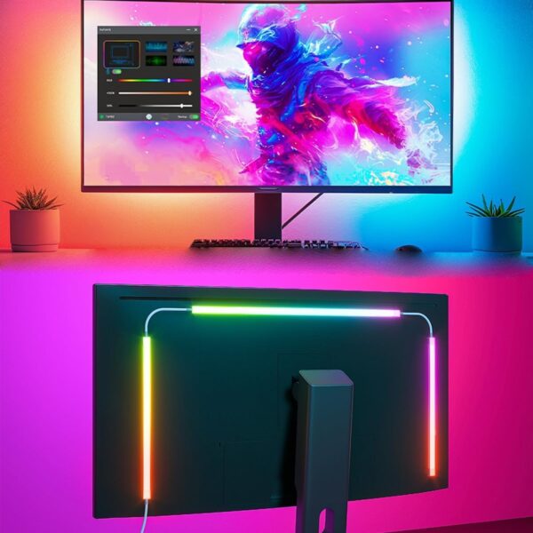 Monitor LED Backlights for PC & Mac, 27" LED Strip Lights Sync with Screen Color or Music, Computer Light Bar Behind Monitor, LEDs for Desk Gaming, USB Port, Software Control