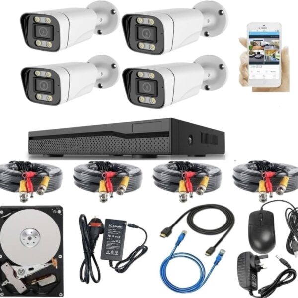 Napco 5MP HD Full Time Colour Security Camera CCTV Surveillance System Kit (NAP-6604 S) for Home and Office/4CH DVR-4 Outdoor(Bullet) With Mic/Hard Disk/Night...