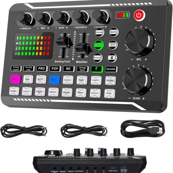Professional Audio Mixer, Live Sound Card and Audio Interface with DJ Mixer Effects and Voice Changer,Podcast Production Studio Equipment, Prefect for Streaming/Podcasting/Gaming