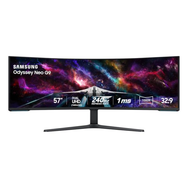 SAMSUNG 57" Odyssey Neo G9 Series Dual 4K UHD 1000R Curved Gaming Monitor, 240Hz, 1ms with DisplayPort 2.1, Quantum Mini-LED, DisplayHDR 1000, AMD FreeSync Premium Pro,...