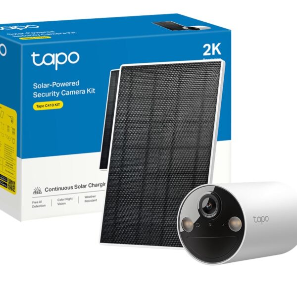 Tapo C410 KIT Solar Surveillance Camera Outdoor Battery, 2K 3MP, Colour Night Vision, MicroSD Memory, 6400 mAh Non-Removable Battery, Two-Way Audio, Person Detection, Alexa &...